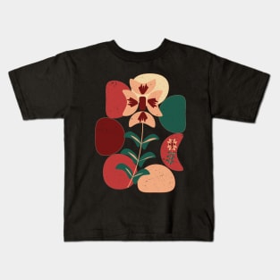 Colorful Geometric With Minimalist Flowers Kids T-Shirt